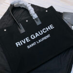 Saint Laurent Rive Gauche Tote Bag In Linen And Leather 499290 Black